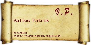 Vallus Patrik névjegykártya